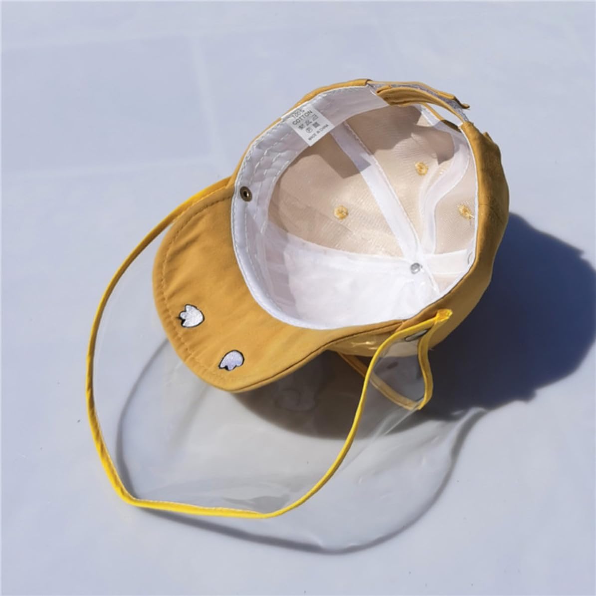 Baseball Hat Sun Protection Cap Cotton with Detachable Face Cover Yellow Protects from Droplets Lightweight for Travel and Outdoor Activities