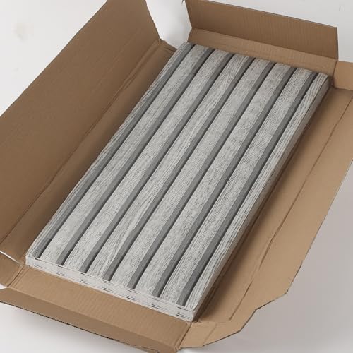 Trafagala Holz Wandpaneele Selbstklebend Holzoptik Akustikpaneele,1.8m²-10 Stück 60x30cm Akustikplatten selbstklebend, Akustik paneele Holzverkleidung Wand für Wanddekoration, Grau