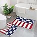 Produktbild EYLOZS Badezimmerteppich Set 2 Teilig Waschbar rutschfeste Badematte Toilettenmatte Weich Saugfähige Badteppiche,Patriotische amerikanische Flagge