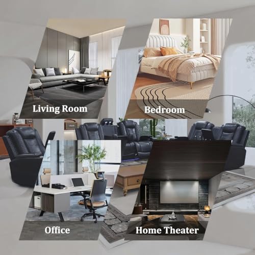 Image of Power Recliner Chair, Leather Recliners with Home Theater Seating, Oversized Single Electric Recliner Sofa Breathable Living Room Chairs for Adults Reading Gaming, Black