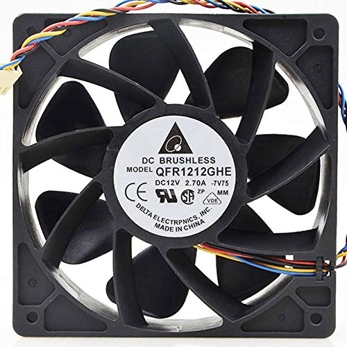 Delta QFR1212GHE 12cm 12038 2.7A 12012038mm DC 12V 4-Wire PWM Speed Control for Bitcoin Miner Cooling Fan