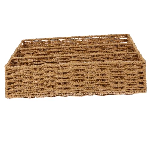 BCOATH Woven Magazine Rack Organizer Rattan Display Boxes Wire Baskets for Pantry