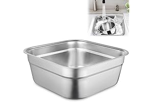 BOSREROY 32.8CM Large Kitchen Sink Dish Tub, Durable Stainless Steel Vegetable Wash Basin