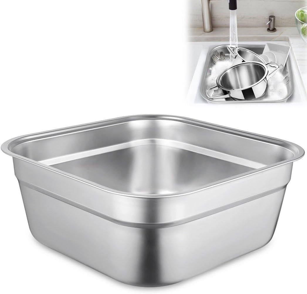 Lnrueg Stainless Steel Dishwashing Basin Large Square Sink Tub for