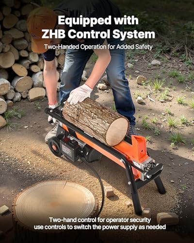 VEVOR Electric Log Splitter, 6.5 Tons Electric Wood Splitter, 1500W 15 Amp Motor, Portable Firewood Splitting Machine with 6" Wheels, Wood Splitters for Forestry Harvesting, Efficient & Secure - Image 4