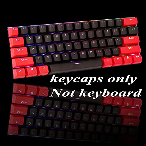 Image of GTSP Red and Black Keycaps 60% Percent PBT Key Cap Set with 6.25U Space Key for Cherry MX Gateron Kailh Switches Gaming Keyboard (Only keycaps)