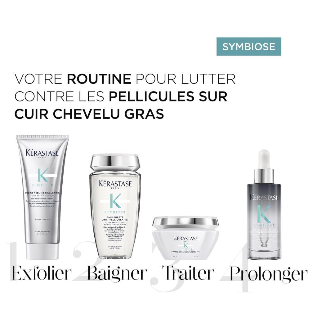 Kérastase, Symbiose, Masque Nourrissant Anti-Pelliculaire, Pour Cheveux Abîmés, Sans Sulfate, Masque Revitalisant Essentiel, 200 ml
