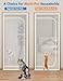 BFNN Cat Screen Door, Extra Tall Cat-Proof Mesh Gate, Fit Door Size 32'' x 80'', Anti-Cat Scratch Mesh with Zipper Closure, for Living Room, Kitchen, Bedroom (White)
