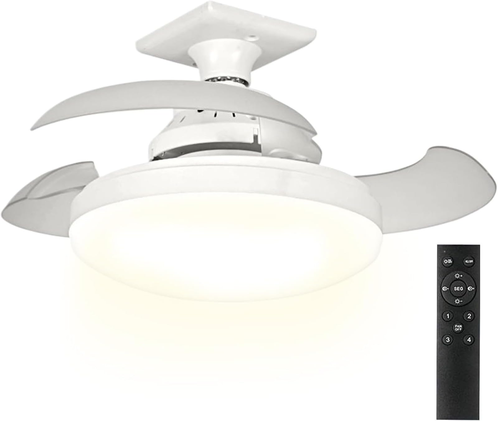 Genérico Ventilador De Techo Moderno Con Luz LED | Ventilador de Luz Retráctil para Dormitorio Interior - Multifuncional Silencioso De Ahorro Espacio Para Salón Dormitorio Infantil Y Decoración