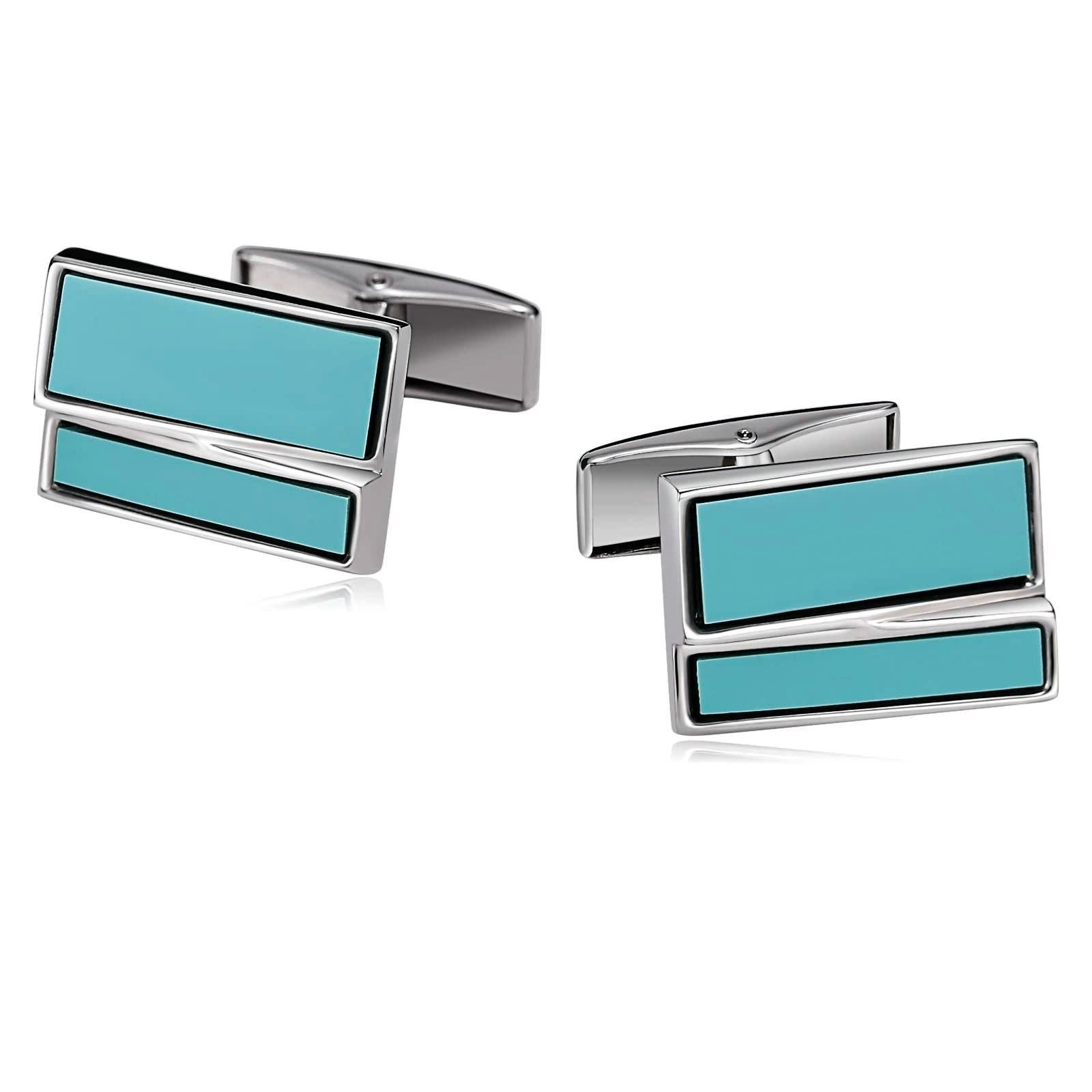 Banemi Juego de gemelos para hombre, gemelos para hombre, color azul marino, acero inoxidable, rectángulo en ángulo para camisas de esmoquin de 1,9 x 1,2 cm, No es una piedra preciosa
