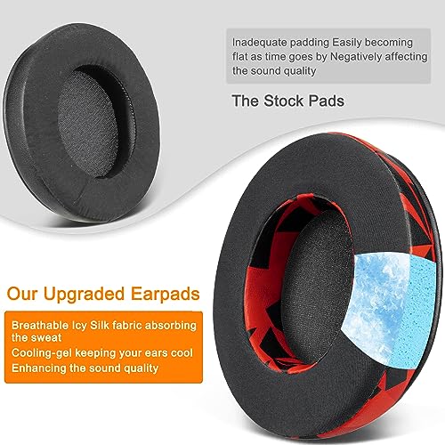Image of SOULWIT Cooling-Gel Ear Pads Cushions Replacement, for Razer Kraken 2019 /Tournament Edition /Ultimate /Kitty, Earpads for Nari /Essential /Ultimate, Kraken X /V3 X Headset - Red Storm