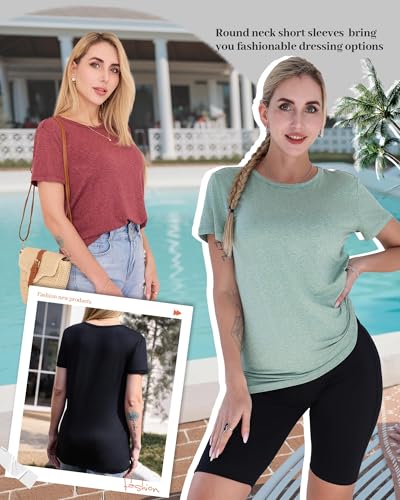 GAYHAY 3 Pack Womens T-Shirts - Short Sleeve Spring Summer Tops Crew Neck Trendy Casual Work Soft Basic Tees for Ladies 20253