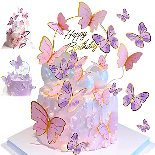 21 Piezas Toppers De Mariposas Para Tartas, Decoración de pastel en forma de mariposa Insertos para placas,Toppers De Mariposas Para Tartas, Para Fiestas De Cumpleaños,Fiestas Shower, Bodas Cover