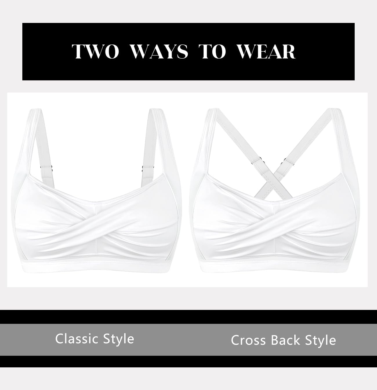 Women's Twist Front Bikini Top V Neck Full Coverage Padded Swimsuit Bathing Suit Tops Only - Image 6