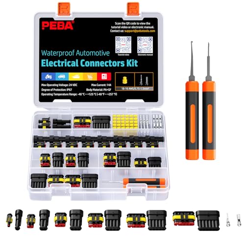 PEBA Wasserdichte KFZ Steckverbinder Set IP67 1/2/3/4/5/6 Polig Kabelstecker für 0 342 5 mm Kompatibel mit AMP Superseal 1.5 für Kabel Steckverbindung Auto Motorrad Boot mit Abziehwerkzeug