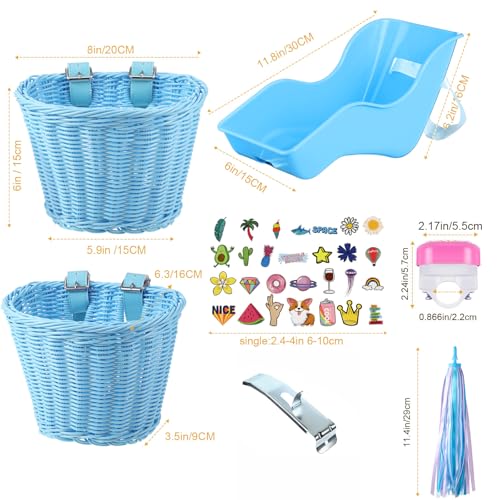Doll Bike Seat with 28 Pcs Stickers Decals Bicycle Basket