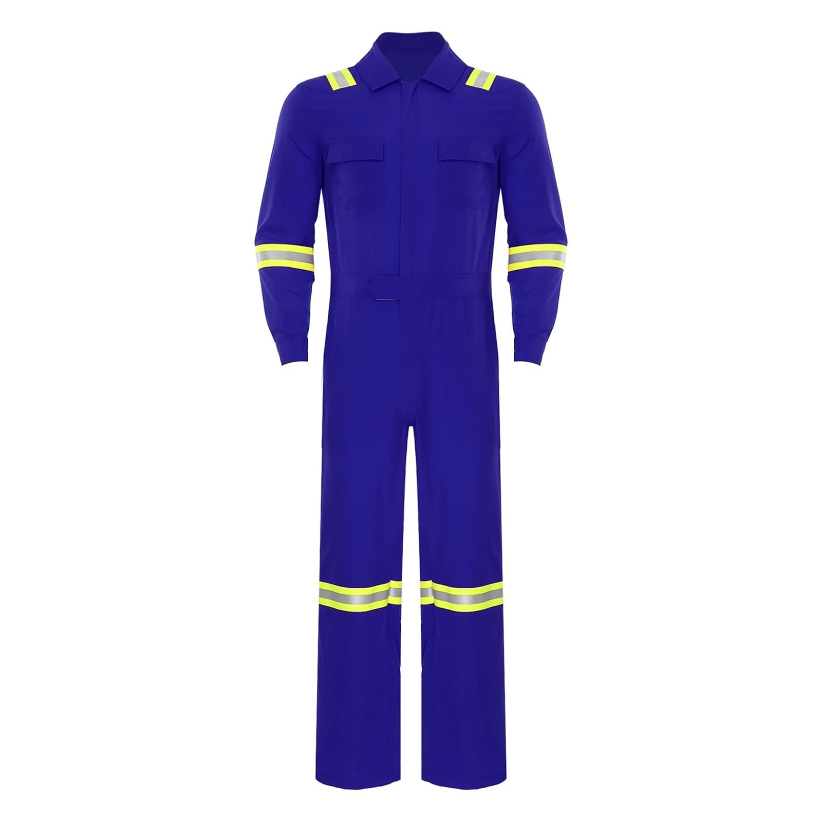 Tuta Da Lavoro Da Uomo Tute da uomo ad alta visibilità, strisce riflettenti, tute con collo rovesciato, cerniera, uniformi meccanico(Blue,S)