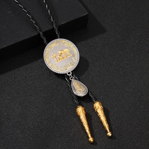 Cravate lariat breloque réglable fermoir alliage cuir PU - 6