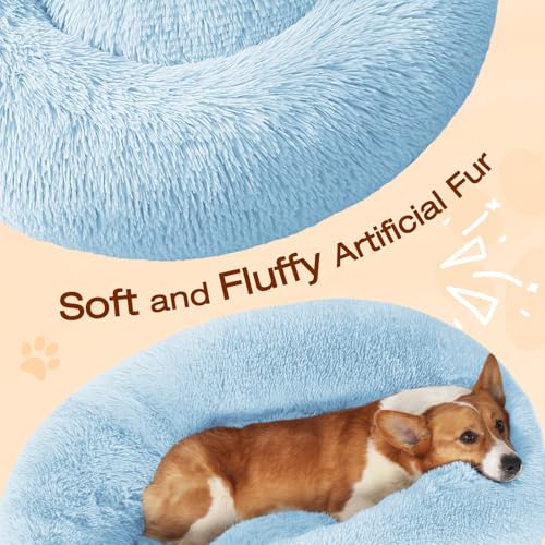 Image of JOLLYVOGUE Dog Bed, Calming Anti-Anxiety Large Dog Bed, Fluffy Donut Cushion for Medium and Large Pets (27 inch /30 inch /36 inch)