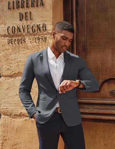 PJ PAUL JONES Men's Casual Blazer One Button Lightweight Sport Coats Solid Notched Lapel Suit Jackets3