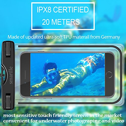 Waterproof Phone Pouch Holder, Smartlle Universal Waterproof Phone Case, Dry Bag Underwater Snowproof For Iphone 13 12 11 Pro Max Xr,Xs, 8,7,6 Plus,Se, Galaxy S22/A/Note, Lg,7”, Beach Water Pool Black #TOP2