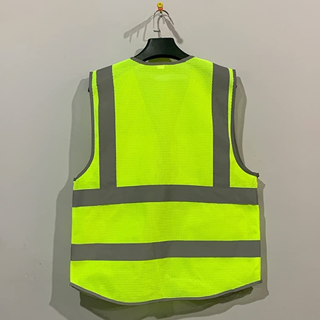 Chaleco Reflectante de Alta Visibilidad Chaleco de Seguridad Reflectante Ropa de Trabajo Transpirable de Alta Visibilidad Chaqueta Reflectante de Seguridad Laboral (A XL)