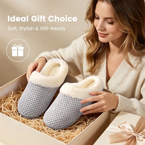 Image of ULTRAIDEAS Women's Breathable House Slippers with Memory Foam, Lightweight Cotton Blend Lining, Indoor Outdoor Slip On Design, Non Slip Rubber Sole for Bedroom, Machine Washable