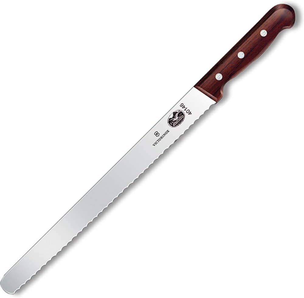 Victorinox Wavy Edge "Rosewood" Slicing Knife, Stainless Steel, Brown, 30 x 5 x 5 cm