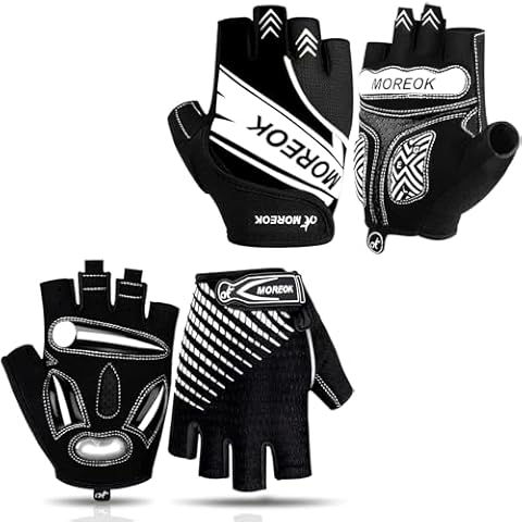 BIKINGMOREOK Bike Gloves Bicycle Cycling Gloves MK121-one pair（White-Large） Bike Gloves Bicycle Cycling Gloves MK098-one pair -（Black-Large） Cover