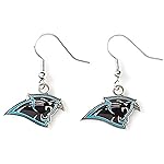 aminco NFL Carolina Panthers Logo Dangler Earrings, Silver, 2.5