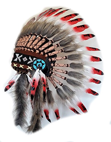 X20 - Three Colors Red Chief Feather Headdress/Native American Style Warbonnet