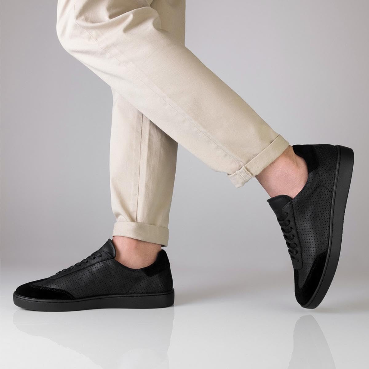 Anna Kern Suny Herren Dance Sneakers 7430 - Leder schwarz - Normalweite - durchgehende PU Sohle - herausnehmbare Mehrweiten-Zwischensohle