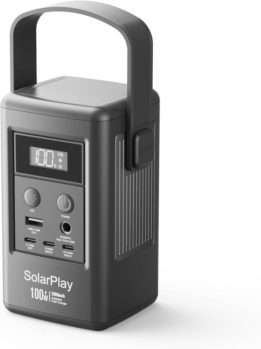 SolarPlay 100W Moveable Energy Station, 96.2Wh/26000mAh LiFePO4 Battery Backup Photo voltaic Generator, 100W Quick Charging Energy Financial institution(Photo voltaic Panel Non-obligatory) for Dwelling, Tenting, RV, Out of doors