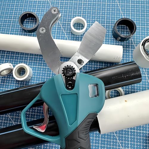 Elektryczny obcinacz do rur z PCW – bezprzewodowy zasilany baterią litową, miękki silikonowy uchwyt, zawiera 2 baterie, idealny do projektów hydraulicznych i budowlanych