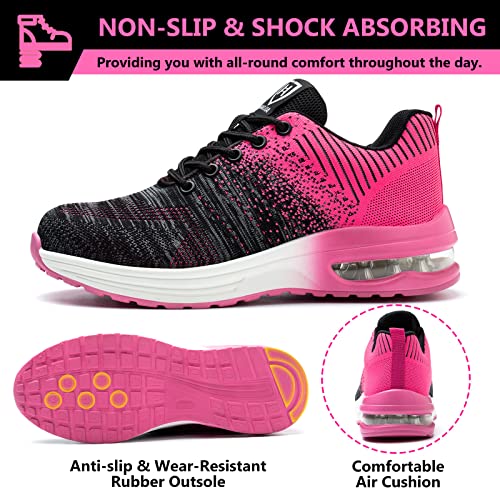 Foto von Baofular Arbeitsschuhe Herren Sicherheitsschuhe Damen Leicht Sportlich Stahlkappenschuhe rutschfest Atmungsaktiv Rosa 41 EU 255