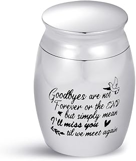 Luluadorn Mini Cremation Urn for Human Ashes Family Grandma Grandpa Husband Wife Goodbyes Not Forever Miss You Cremation Keepsake Memorial Funeral Gift