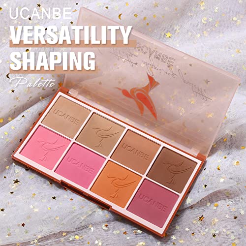 Ucanbe 8 Color Blush Contour Makeup Palette - Versatility Face Shaping, Pigmented Matte Smooth Natural Long Lasting Powder Bronzer Blushing Pallet #TOP7