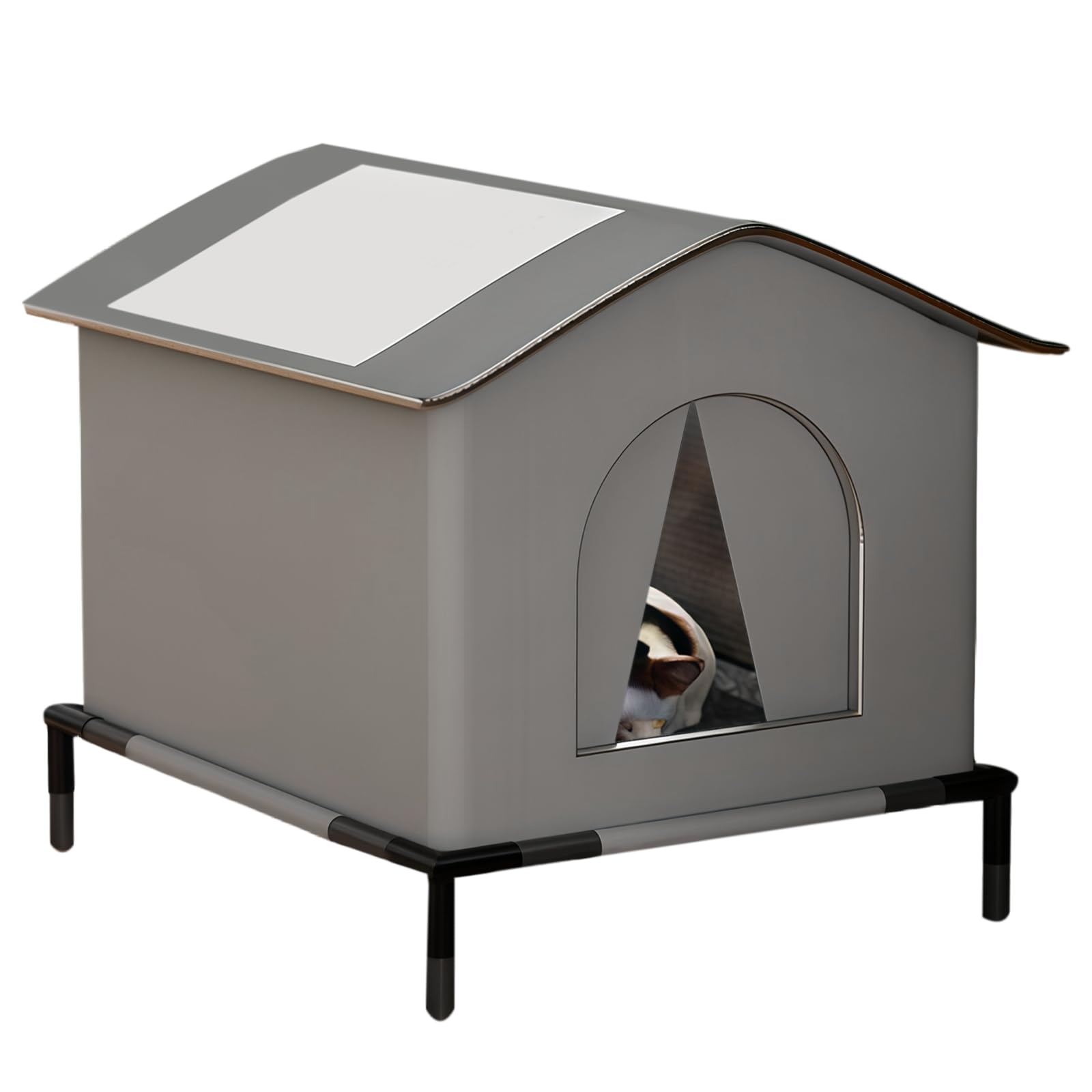 Casa per Gatti Impermeabile per Esterno a Prova di Inverno - Tenda per Animali con Base Eleva e Isolamento - Tenda Protetta dal Tempo per Gatti Randagi e Piccoli Animali, 33 x 33 x 33 cm