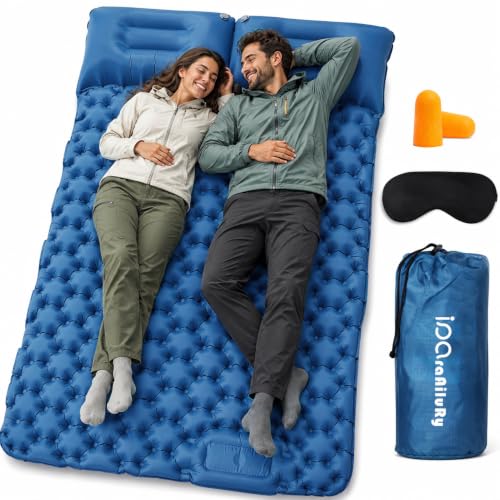 iParaAiluRy Esterilla Camping Autoinflable Ultraligero Colchoneta Camping con Bomba de Pie, Portatíl Colchón Hinchable Matrimonio para Viajes, Exteriores, Senderismo, Playa, Tienda