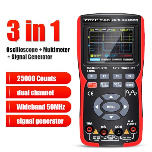 Znzhnsi 703S-HIGH 3-In-1 Handheld Oscilloscope Multimeter Dds Generator, Dual Channel 50Mhz Bandwidth, 280Msa/S High Sampling Professional Oscilloscope, 25000 Count Digital Multimeter thumb #1