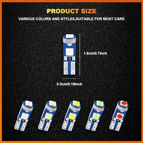 12PCS Bombilla LED T5 para tablero, luz blanca miniatura 2