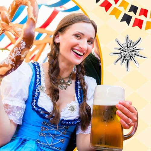 SANNIX Edelweiß Brosche, 9 Stück Edelweiss Anstecker Pin Oktoberfest Edelweiss Broschennadeln Edelweiß Blumen Anstecknadel für Kleidung Hut Rucksack Deko