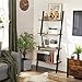 VASAGLE Ladder Shelf, 4-Tier Bookshelf, Storage Rack Shelves, for Living Room, Kitchen, Office, Steel, Stable, Sloping, Leaning Against The Wall, Industrial, Rustic Brown and Black