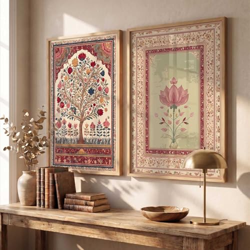 Image of kotart Indian Traditional Art Wall Painting Home Decoration With Frame For Living Room Bed Room Hotel Wall Decor Digital Reprint Engineered Wood Set of 2 (10X13 INCH)