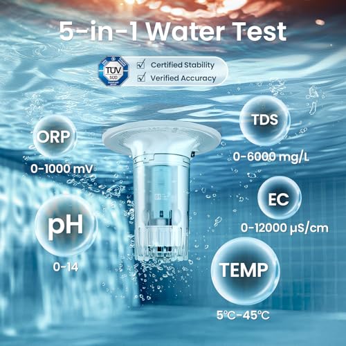 Image of AIPER HydroSync Smart Pool Monitor, 24 /7 Automatic Water Testing for Pools, Hot Tubs & Spas, 5-in-1 Accurate Digital Tester, App Control, Customized Optimization Tips, Pearl
