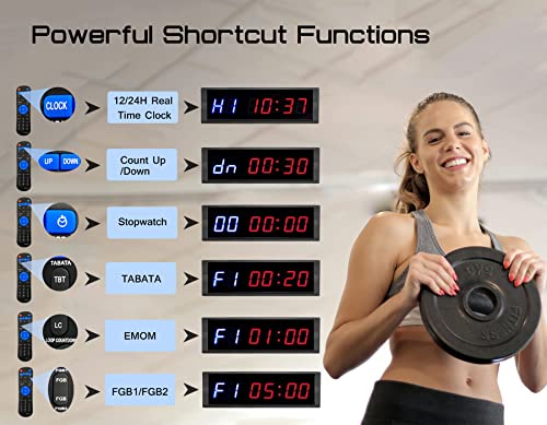 Naoeleii Gym Timer Clock For Home Gym With Remote, 11" Large Gym Clock Timer Stopwatch Count Down/Up, Workout Timer Interval Clock With Buzzer, Led Interval Training Timer For Home Garage Outdoors #TOP2