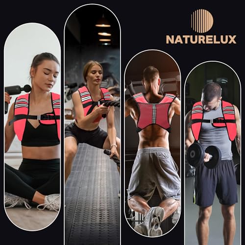 Image of NATURELUX Weighted Vest Men or Women - 5 /10 /15 /20 /25 /30lbs Weights with Reflective Stripe, Weighted Vest for Workout Equipment for Strength Training Running - Walking Weight Loss