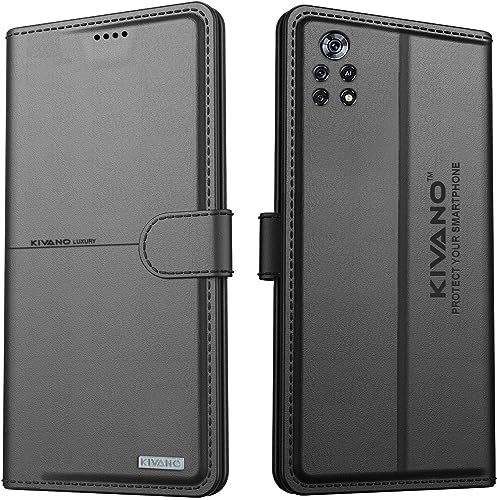 Image of KIVANO Compatible with Xiaomi Poco X4 Pro 5G Flip Cover | Leather Finish | Inside Pockets & Inbuilt Stand | Shockproof Wallet Style Magnetic Closure Back Cover Case