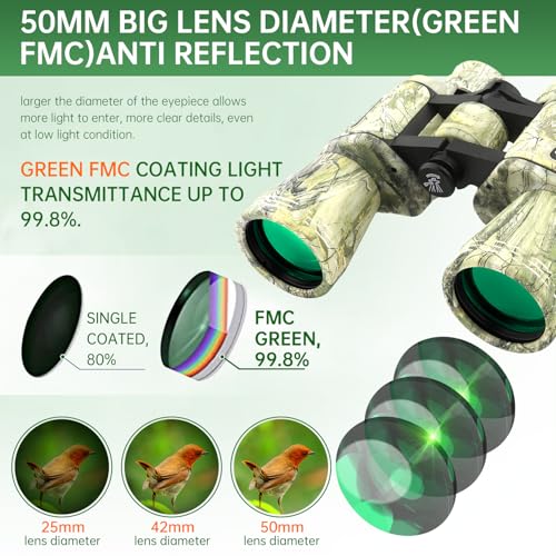 Image of 20x50 High Powered Binoculars for Adults, Waterproof Binoculars with Low Light Vision for Bird Watching Hunting Camping Travel Cruise Hiking Sports Stargazing, Unique Gifts for Men