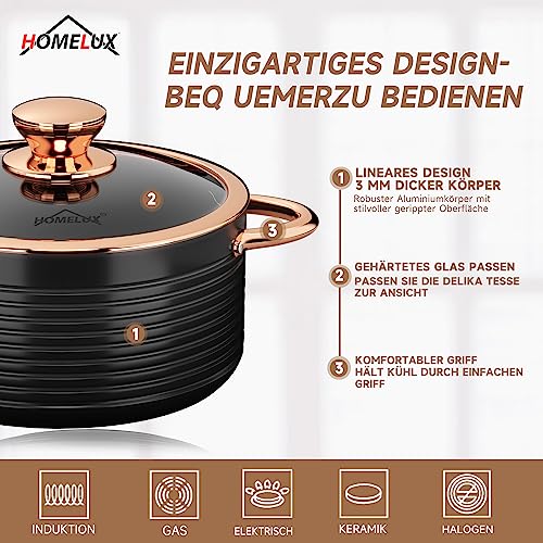Topfset Pfanne induktion HOMELUX 10tlg Induktions Töpfe Set,Aluminiumguss Kochtopfset,Keramik-Antihaftbeschichtung Pfannenset,Töpfe Set mit Deckel,Topfset Induktion für Induktion alle Herde,PFOA frei – Bild 6